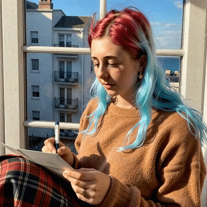 Emma-Jane MacKinnon-Lee in a cold winter scene with muted light