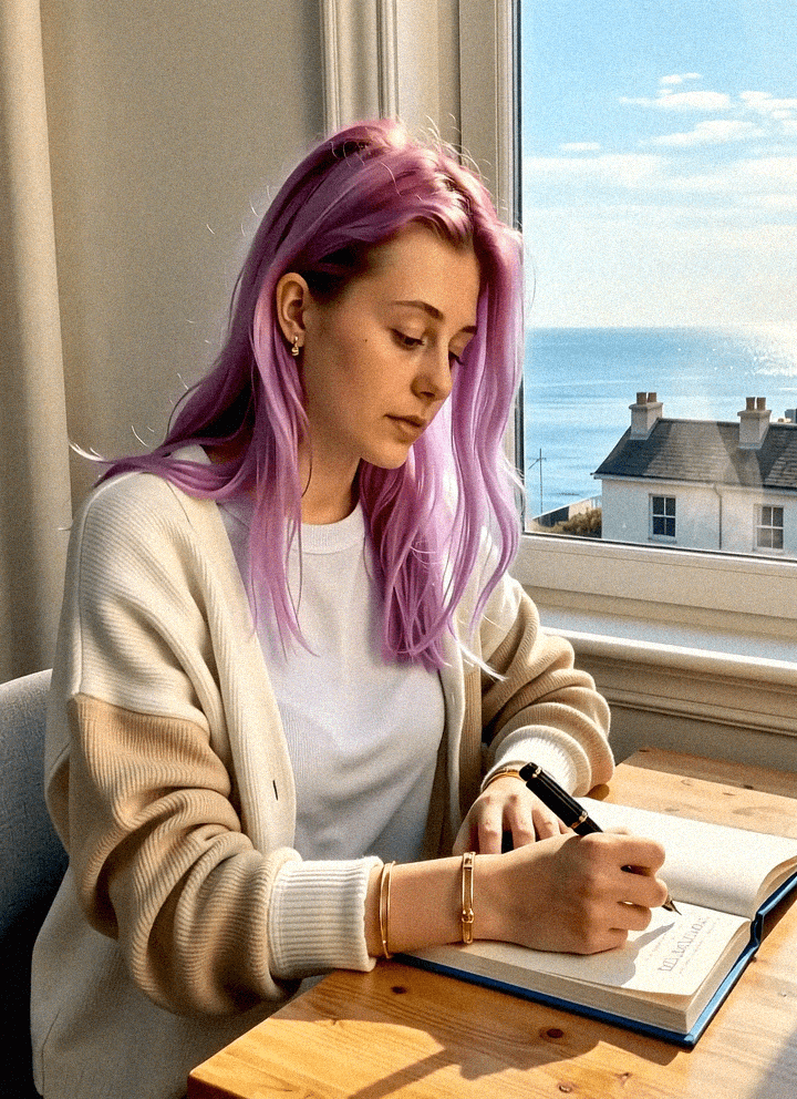 Emma-Jane MacKinnon-Lee, journaling in the afternoon